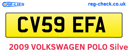 CV59EFA are the vehicle registration plates.