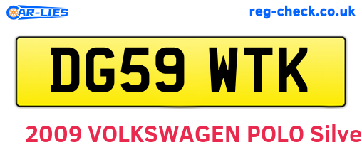 DG59WTK are the vehicle registration plates.