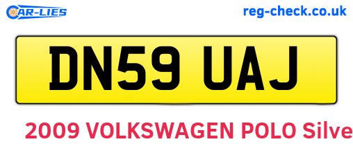 DN59UAJ are the vehicle registration plates.