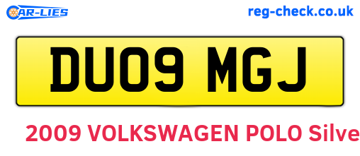 DU09MGJ are the vehicle registration plates.