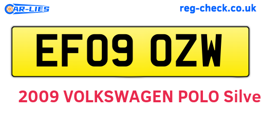 EF09OZW are the vehicle registration plates.