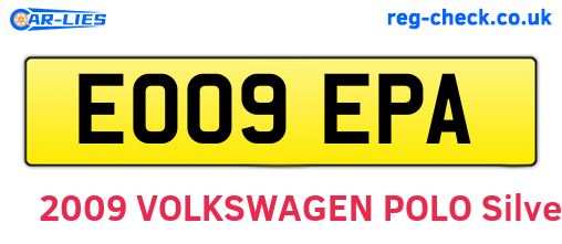 EO09EPA are the vehicle registration plates.