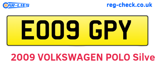 EO09GPY are the vehicle registration plates.