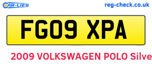 FG09XPA are the vehicle registration plates.