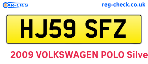 HJ59SFZ are the vehicle registration plates.