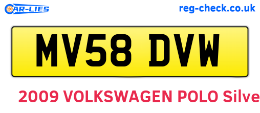 MV58DVW are the vehicle registration plates.