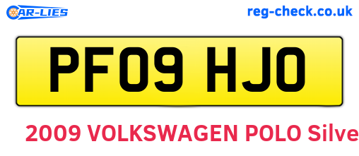 PF09HJO are the vehicle registration plates.
