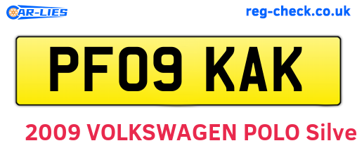 PF09KAK are the vehicle registration plates.