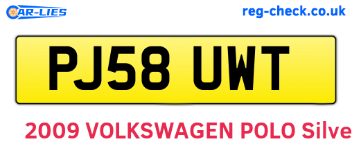 PJ58UWT are the vehicle registration plates.
