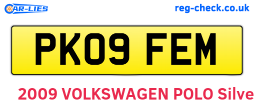 PK09FEM are the vehicle registration plates.