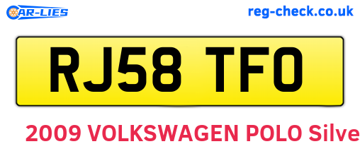RJ58TFO are the vehicle registration plates.