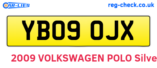 YB09OJX are the vehicle registration plates.
