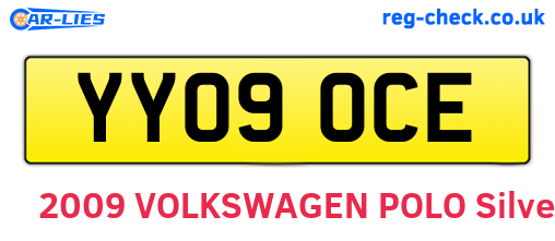 YY09OCE are the vehicle registration plates.