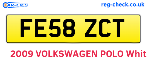 FE58ZCT are the vehicle registration plates.
