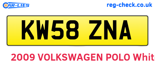 KW58ZNA are the vehicle registration plates.