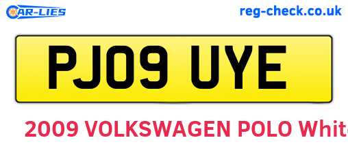PJ09UYE are the vehicle registration plates.