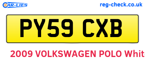 PY59CXB are the vehicle registration plates.