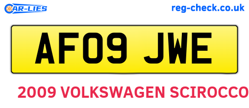 AF09JWE are the vehicle registration plates.
