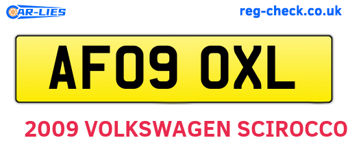 AF09OXL are the vehicle registration plates.