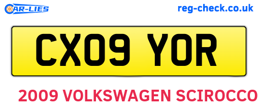 CX09YOR are the vehicle registration plates.