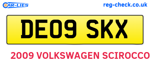 DE09SKX are the vehicle registration plates.