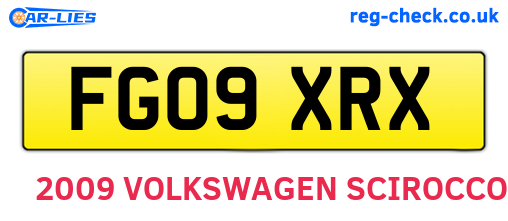 FG09XRX are the vehicle registration plates.