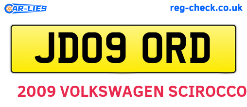 JD09ORD are the vehicle registration plates.