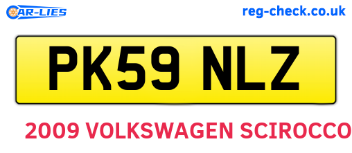 PK59NLZ are the vehicle registration plates.