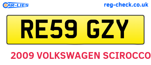 RE59GZY are the vehicle registration plates.