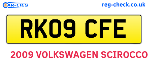 RK09CFE are the vehicle registration plates.