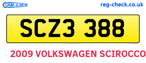 SCZ3388 are the vehicle registration plates.