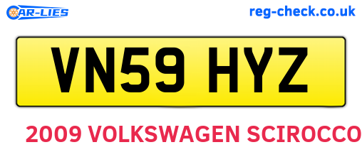 VN59HYZ are the vehicle registration plates.
