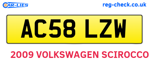 AC58LZW are the vehicle registration plates.