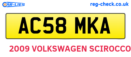 AC58MKA are the vehicle registration plates.