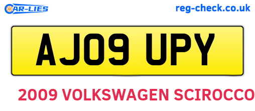 AJ09UPY are the vehicle registration plates.