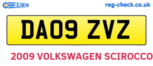 DA09ZVZ are the vehicle registration plates.