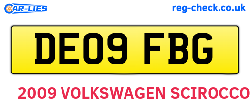 DE09FBG are the vehicle registration plates.