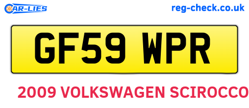 GF59WPR are the vehicle registration plates.