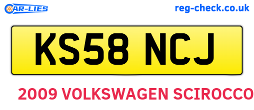 KS58NCJ are the vehicle registration plates.