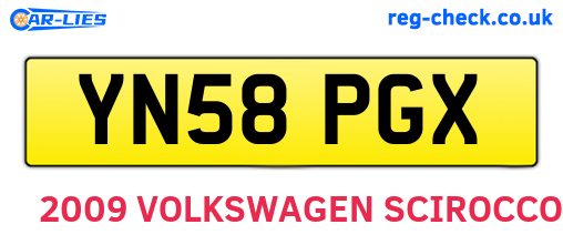 YN58PGX are the vehicle registration plates.