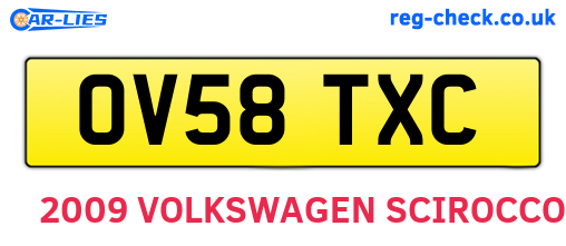 OV58TXC are the vehicle registration plates.
