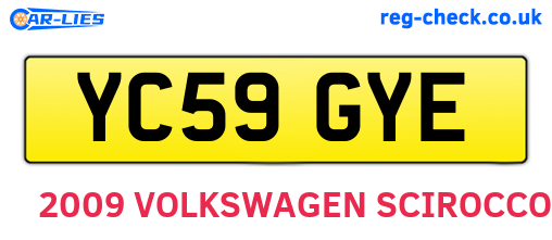 YC59GYE are the vehicle registration plates.