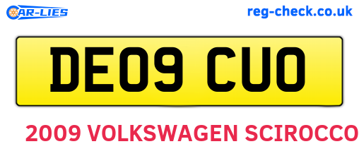 DE09CUO are the vehicle registration plates.
