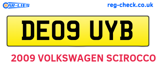 DE09UYB are the vehicle registration plates.