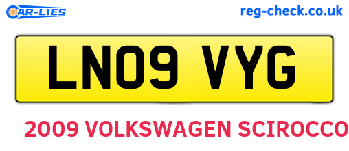 LN09VYG are the vehicle registration plates.