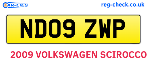 ND09ZWP are the vehicle registration plates.