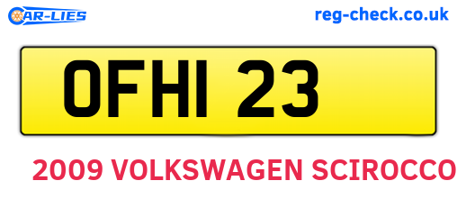 OFH123 are the vehicle registration plates.