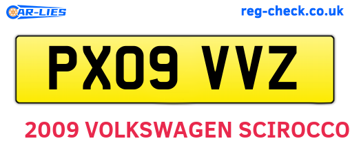 PX09VVZ are the vehicle registration plates.