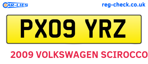 PX09YRZ are the vehicle registration plates.