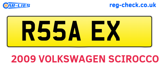 R55AEX are the vehicle registration plates.
